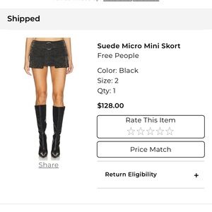 Suede Micro Mini Skort
Free People
Color: Black